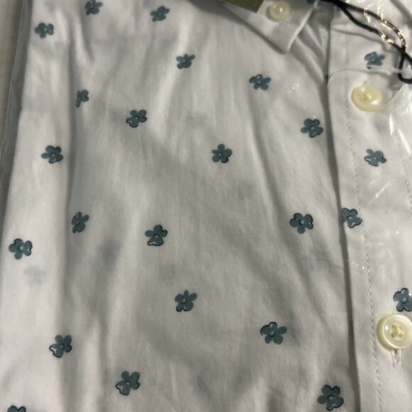 Goodfellow Mens XXL Fit Stretch Poplin Short Sleeve Button-Down Shirt Floral - Picture 2 of 4